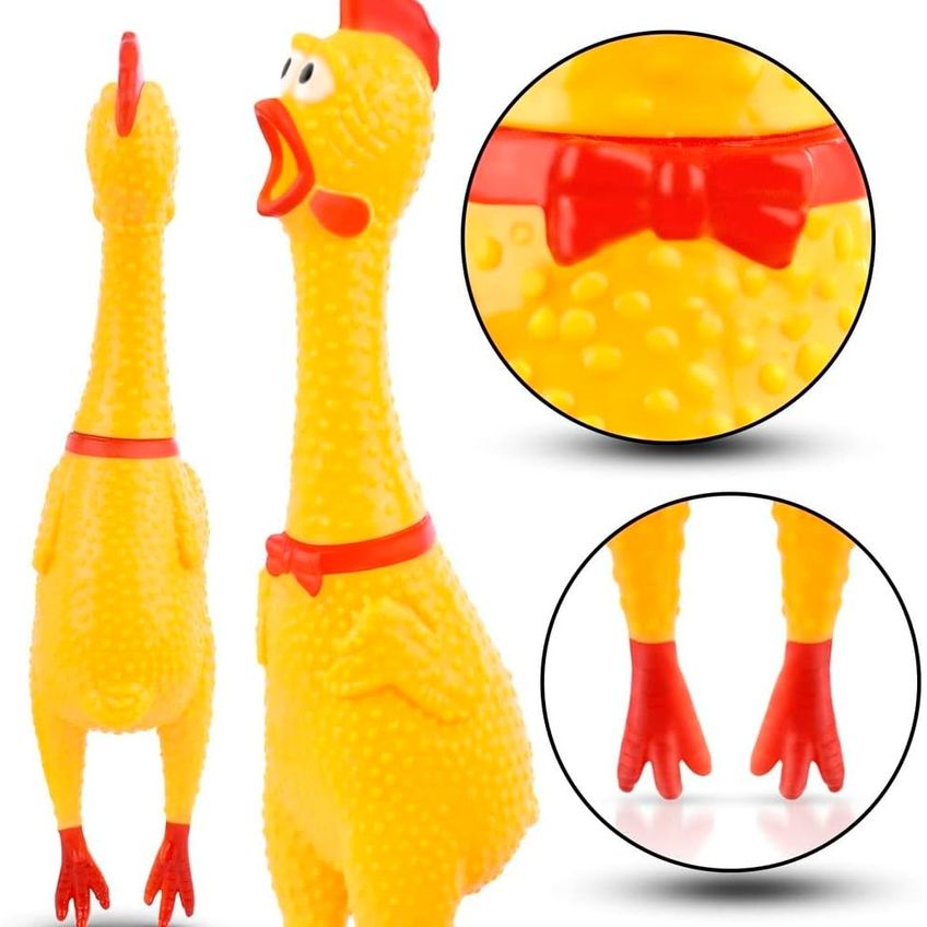 Frango Galinha Brinquedo Com Som Grande Pet Borracha Mordedor C/ Apito Sonoro 27cm - Cachorro Medio Grande Pitbull - imagem 2