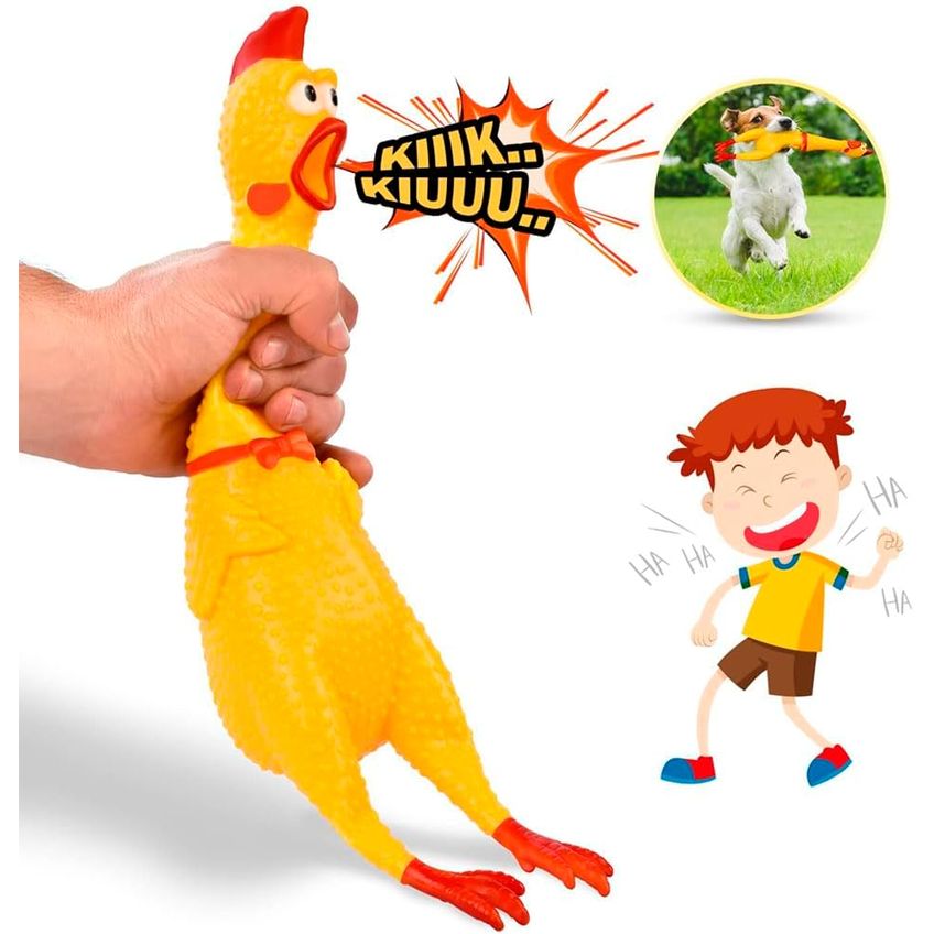 Frango Galinha Brinquedo Com Som Grande Pet Borracha Mordedor C/ Apito Sonoro 27cm - Cachorro Medio Grande Pitbull - imagem 3