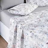 Jogo De Cama Lençol Maggy Casal 4 Peças Percale 200 Fios Estampado Portea Floral Cinza 80% Algodão - 20% Poliéster