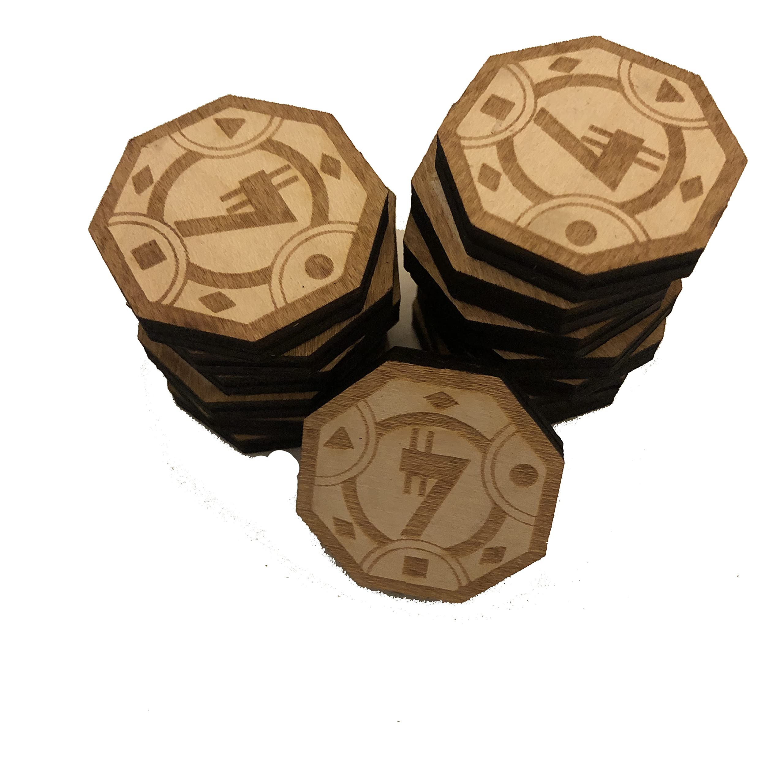 Chips De Crédito Sabacc De Madeira X50 Madeira De Bétula Do Báltico Cortada A Laser