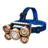 Lanterna De Cabeça Farol 5 Leds Recarregável Usb Impermeável P/ Bike Ciclismo Bicicleta Camping Pesca Reparos 5 Modos