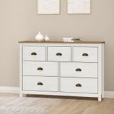 Comoda 7 Gavetas Topazio 125x85x41cm Branco Lavado/freijó