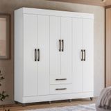 Guarda-roupa 6 Portas 2 Gavetas 100% Mdf Luna Branco