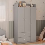 Guarda-roupa Infantil 3 Portas E 2 Gavetas 100% Mdf Com Detalhe Orgânico Em Formato De Nuvem Fendi