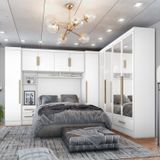 Quarto De Casal Completo 5 Peças 6 Portas 4 Gavetas Com Maleiro E Espelhos Smart Plus Branco