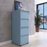 Gaveteiro Arquivo Em Aço 4 Gavetas 47x136,2x57cm Azul Dali