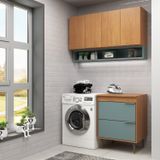 Lavanderia Modulada 2 Peças Aéreo 120 Cm 4 Portas E Balcão 80 Cm 2 Portas Ágata Xingu/ Grey