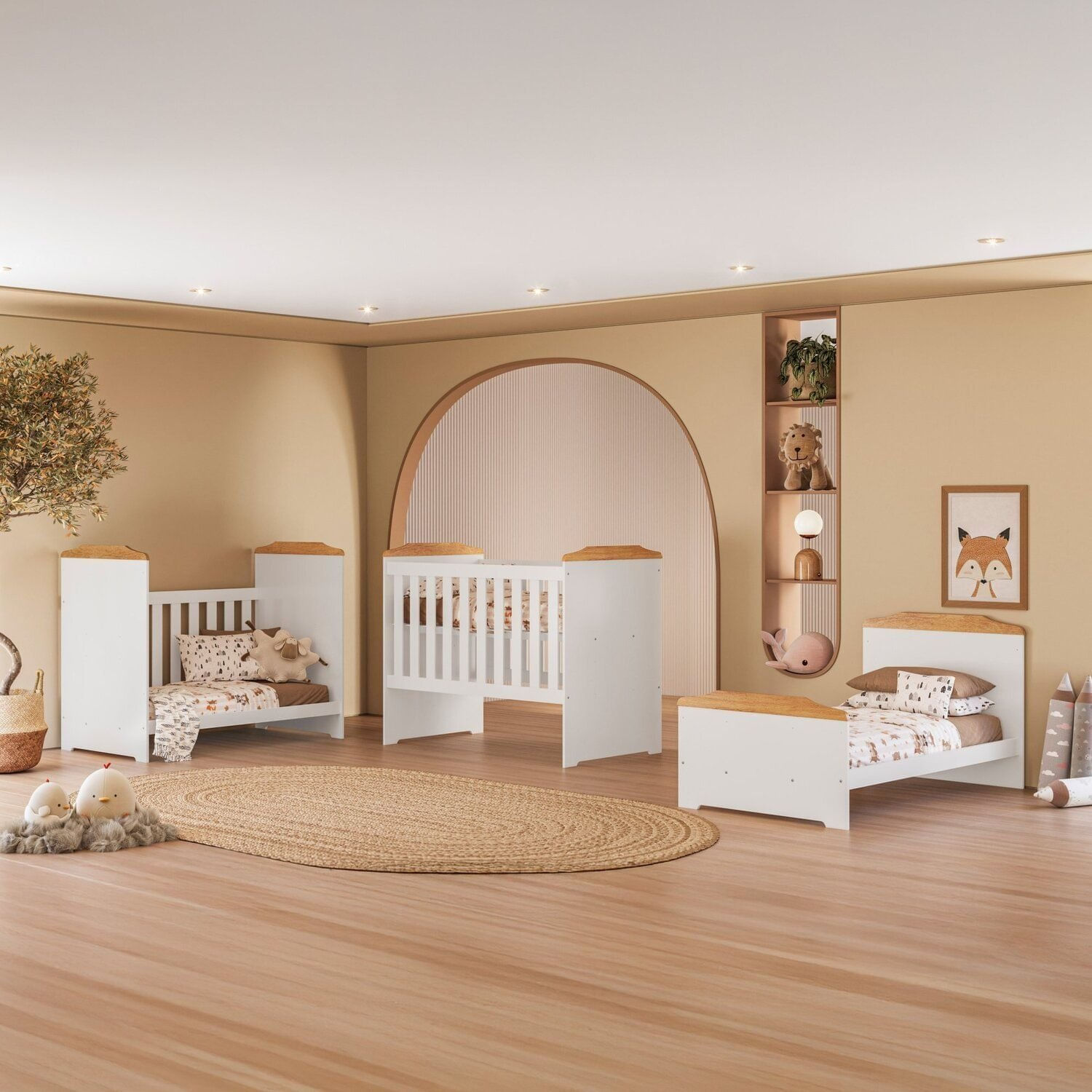 Berço 3 Em 1 Com Regulagem De Altura 100% Mdf Carinho Branco