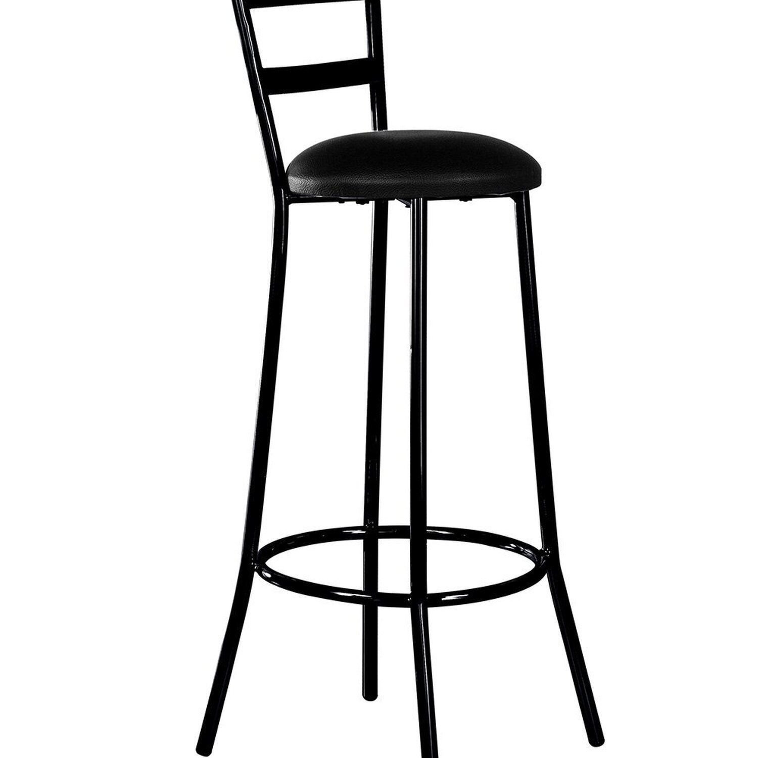 Banqueta Alta Em Aço Tubular Redondo Com Encosto Preto