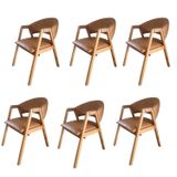 Kit 6 Cadeiras Para Mesa De Jantar Com Encosto Curvo Em Madeira Maciça Hibisco Caramelo