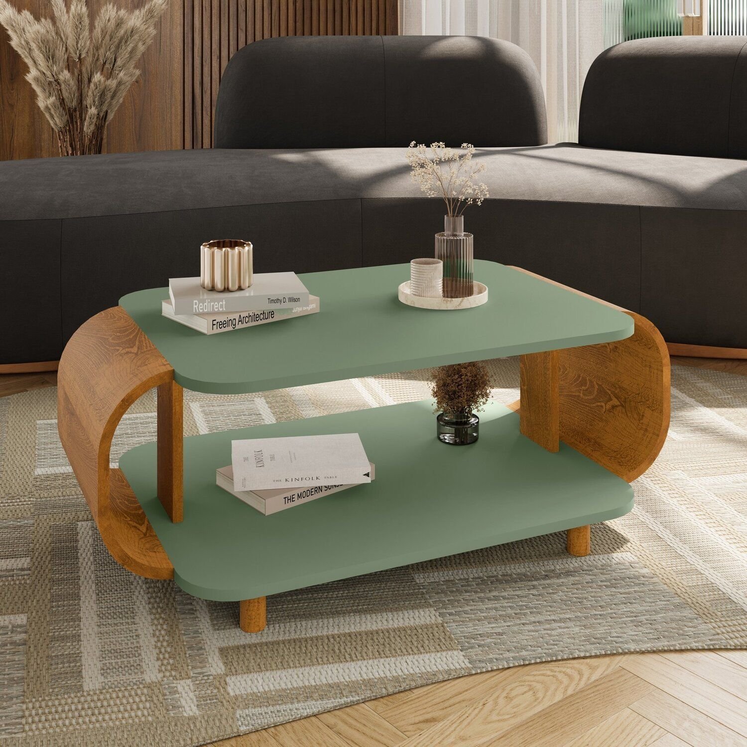 Mesa De Centro Floripa 35cm X 92cm Pistache/naturalle