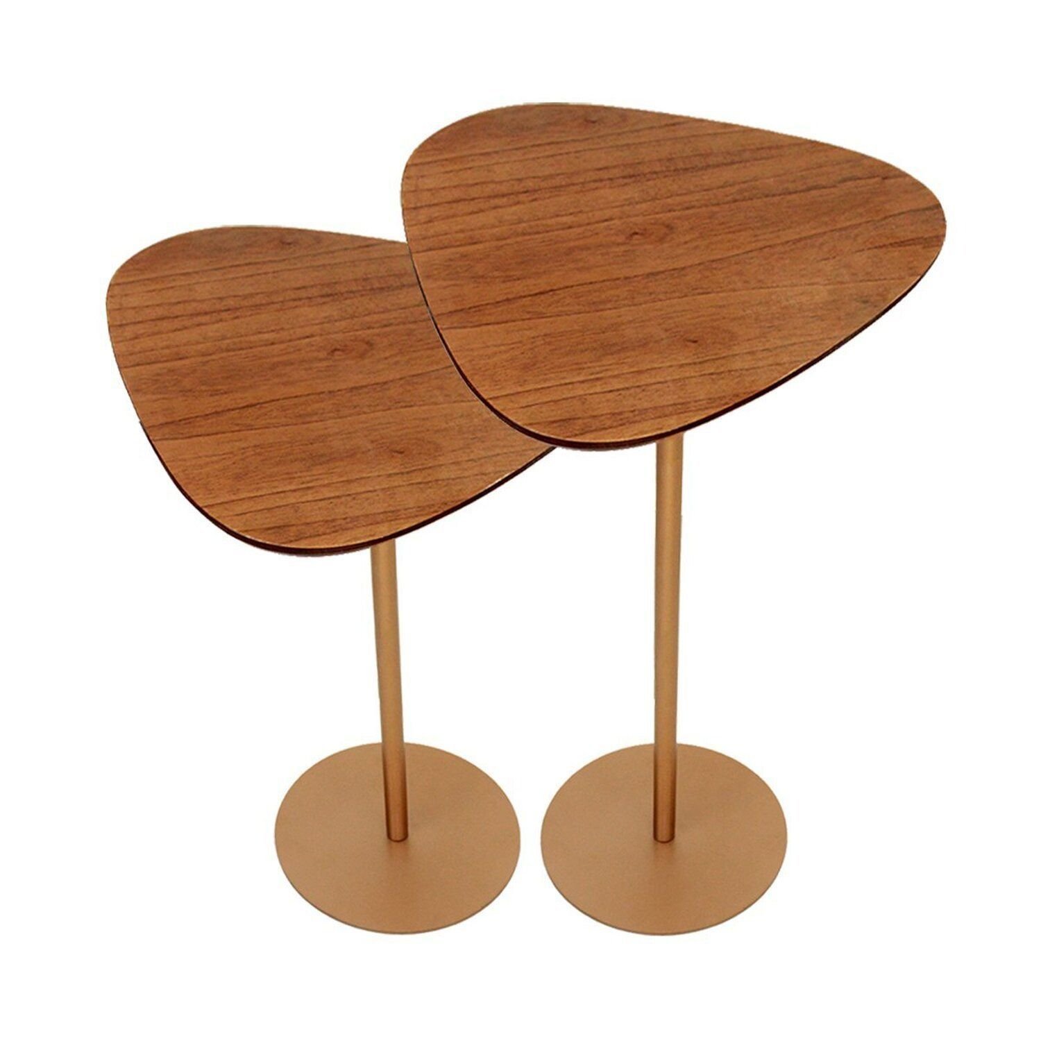 Kit 2 Mesa Lateral Afrodite Base Aço Inoxidável Cinamomo