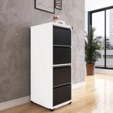 Gaveteiro Arquivo Em Aço 4 Gavetas 47x136,2x57cm Branco/preto