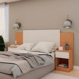 Cabeceira Casal Extensível Com 2 Mesas Com Gavetas Cinamomo/off White