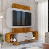 Estante Para Tv Até 75 Polegadas Pés Em Madeira Maciça Embaú Naturalle/off-white
