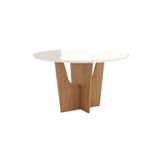 Mesa Vértice Para 6 Lugares Tampo De 140cm Redonda Com Vidro Nature/off White