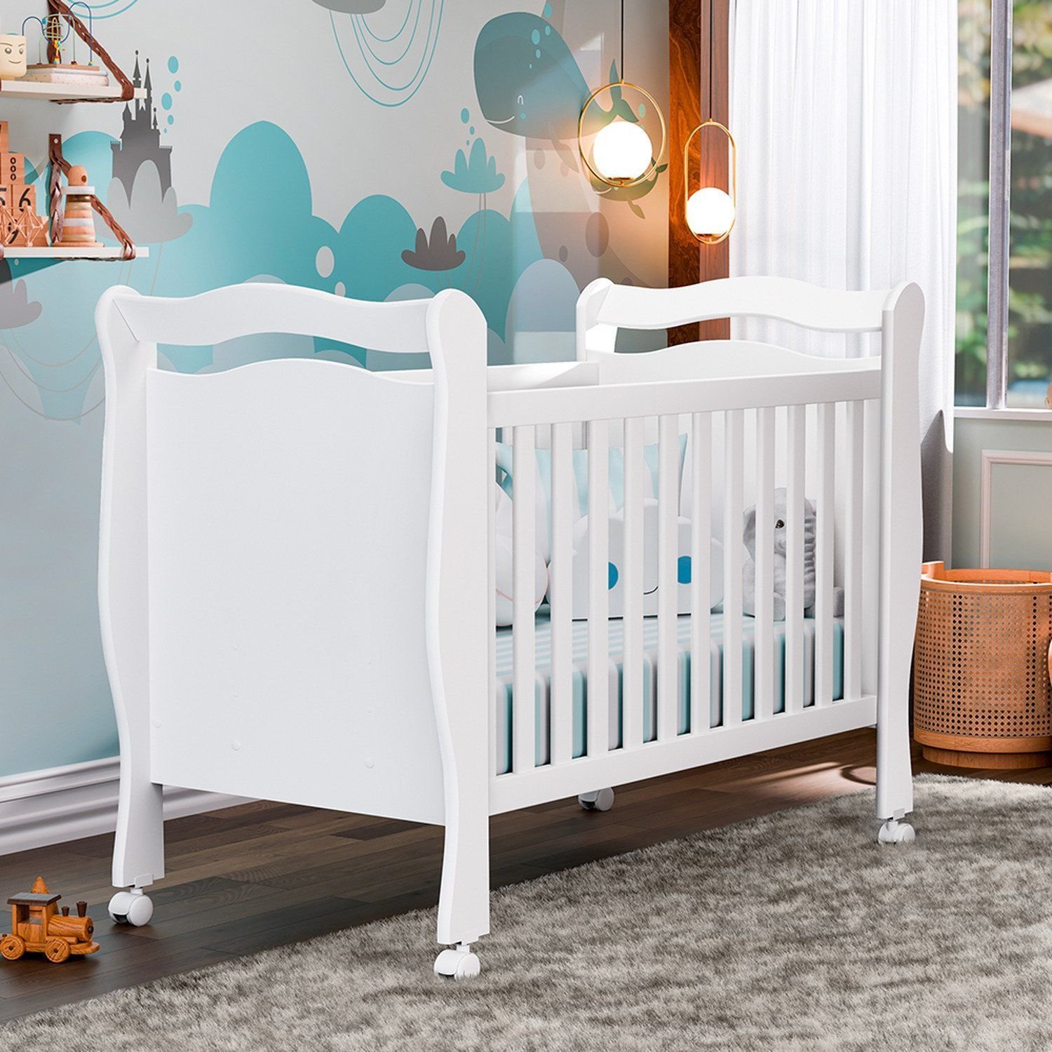 Berço Mini Cama Grade Móvel Alvin New Branco