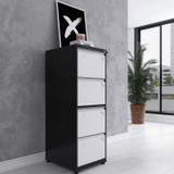 Gaveteiro Arquivo Em Aço 4 Gavetas 136,2x47x57 Cm Preto/branco
