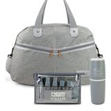 Kit Bolsa De Viagem + Porta Escova De Dente + Frascos De Viagem 10 Peças Cinza