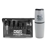 Kit Porta Escova De Dentes + Frascos De Viagem 10 Pcs Preto