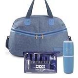 Kit Bolsa De Viagem + Porta Escova De Dente + Frascos De Viagem 10 Peças Azul