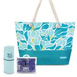 Kit Bolsa De Praia, Porta Escova De Dente, Frascos De Viagem 7pcs Azul