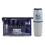 Kit Porta Escova De Dentes + Frascos De Viagem 10 Pcs Azul