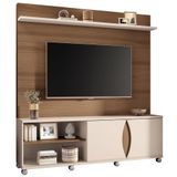 Estante Painel Para Tv 65 Pol Com Rodízios Drops B01 Castanho Off White - Lyam Decor