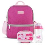 Kit Mochila Escolar Pote Para Lanche E Garrafa 460ml Infantil Pink