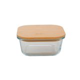 Pote Quadrado Vidro Boro Com Tampa Bambu 530 Ml Mimo Style