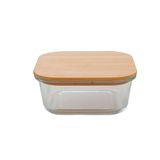 Pote Quadrado Vidro Boro Com Tampa Bambu 800 Ml Mimo Style