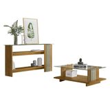 Mesa De Centro E Aparador Ripado Fire Z10 Cumaru/opala - Mpozenato