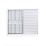 Janela De Alumínio Veneziana 100x150cm 3 Folhas 1 Fixa Com Grade E Vidro Liso Soft Plus Mgm Branco Branco