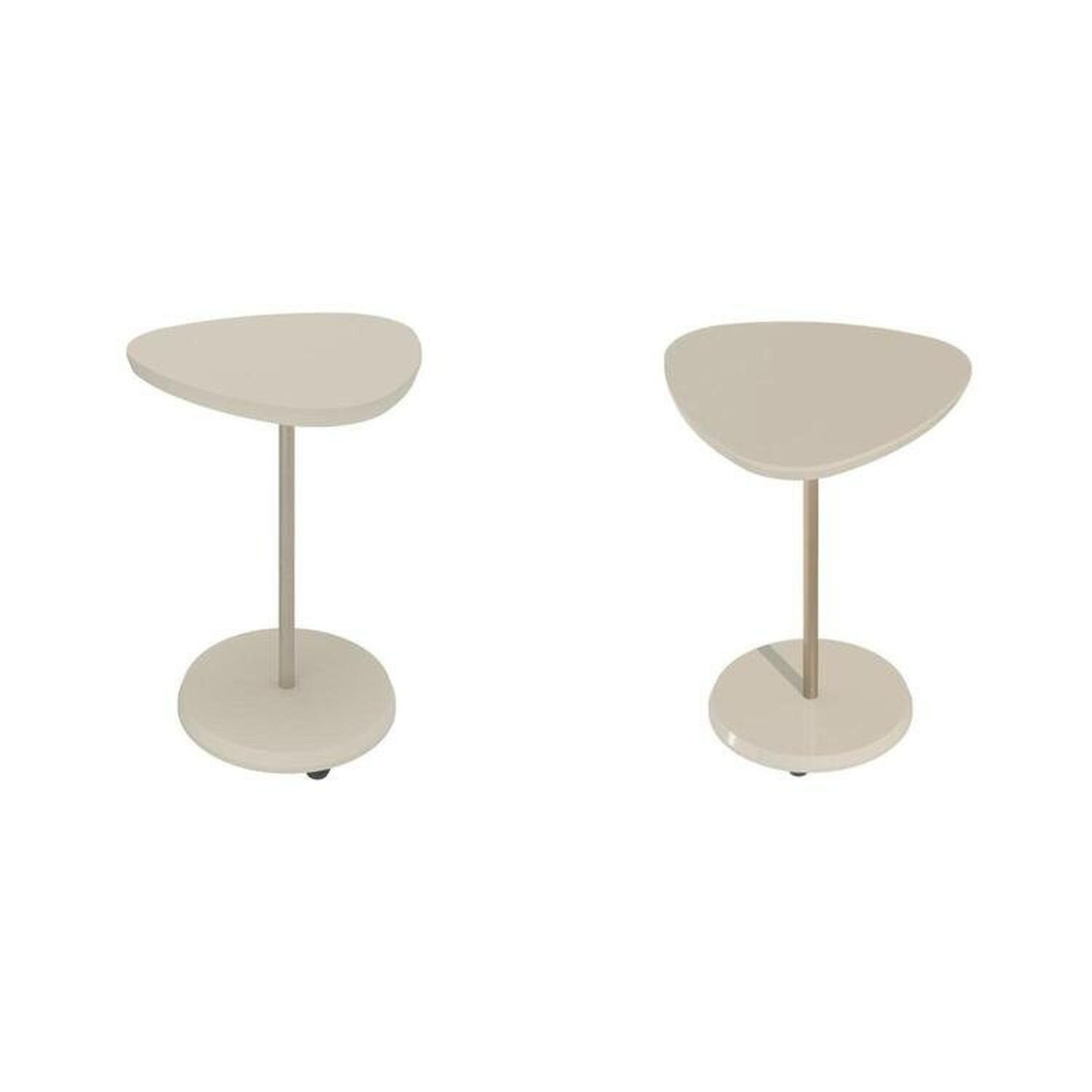 Kit Móveis Para Sala De Estar Mesas Lateral De Apoio Bel Off White