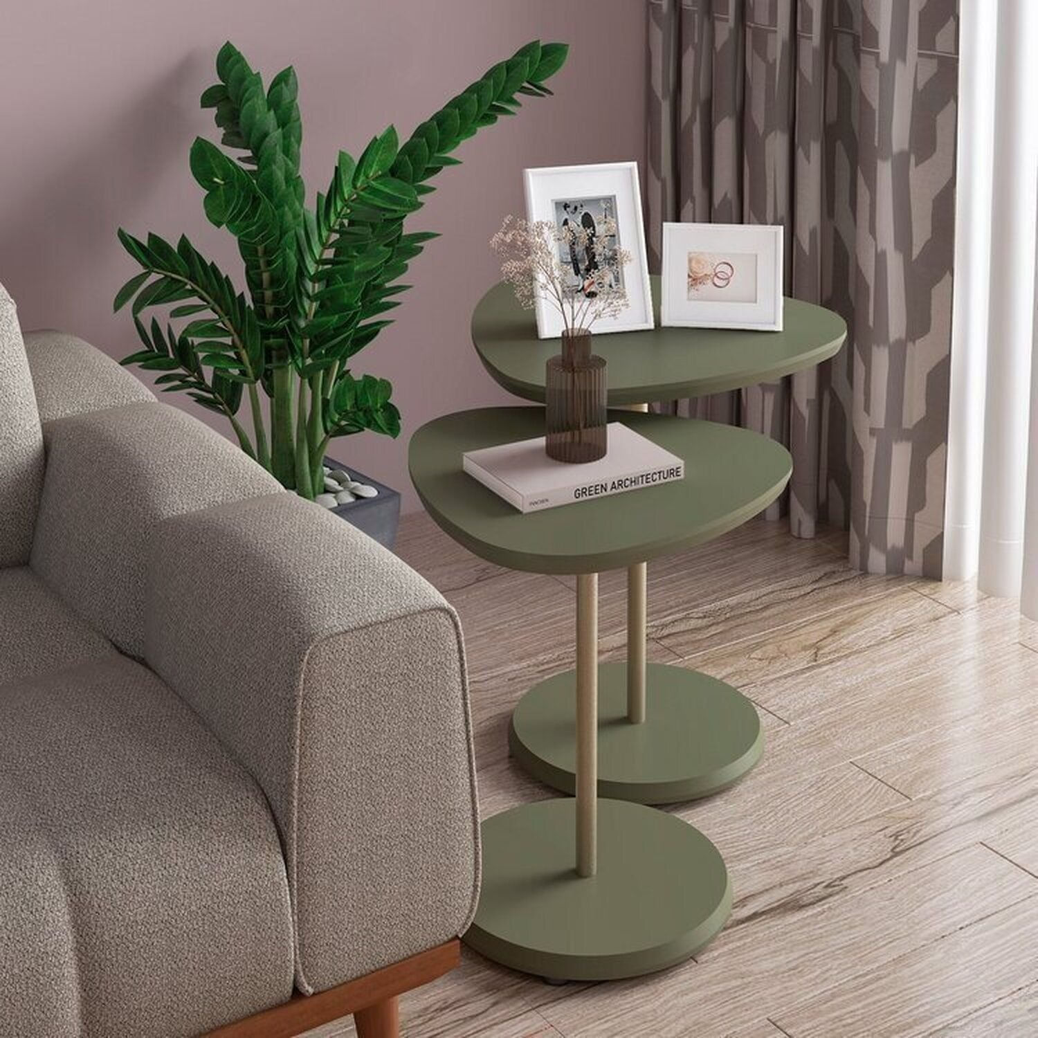 Kit Móveis Para Sala De Estar Mesa Apoio Bel Menta