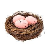 Ninho Decorativo Com 3 Ovos 12cm Decoração De Páscoa Rosa