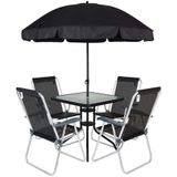 Conjunto Petrópolis Para Jardim Com Mesa Cadeira E Guarda Sol 86207 Preto Bel