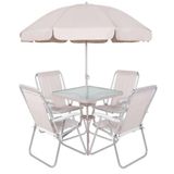 Conjunto Petrópolis Para Jardim Com Mesa Cadeira E Guarda Sol 86207 Bege Bel