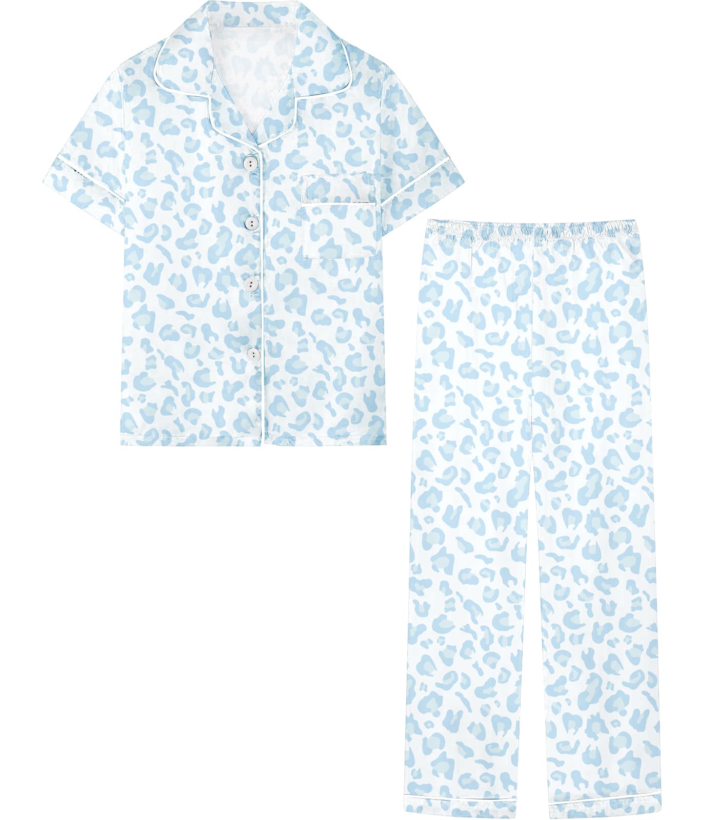 Conjunto De Pijama Feminino Umeyda De Manga Curta E Calça Azul Acetinado Xs