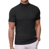 Suéter Masculino Coofandy Preto Com Gola Alta E Manga Curta
