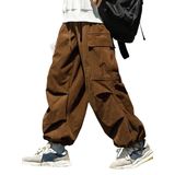 Calças Zaful Flat Pocket Parachute Para Homens E Mulheres Em Veludo Cotelê