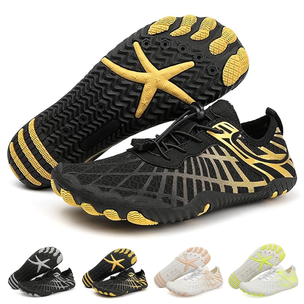 Sapatos Descalços, Calçados De Caminhada, Pés Descalços, Femininos/masculinos, Preto/dourado