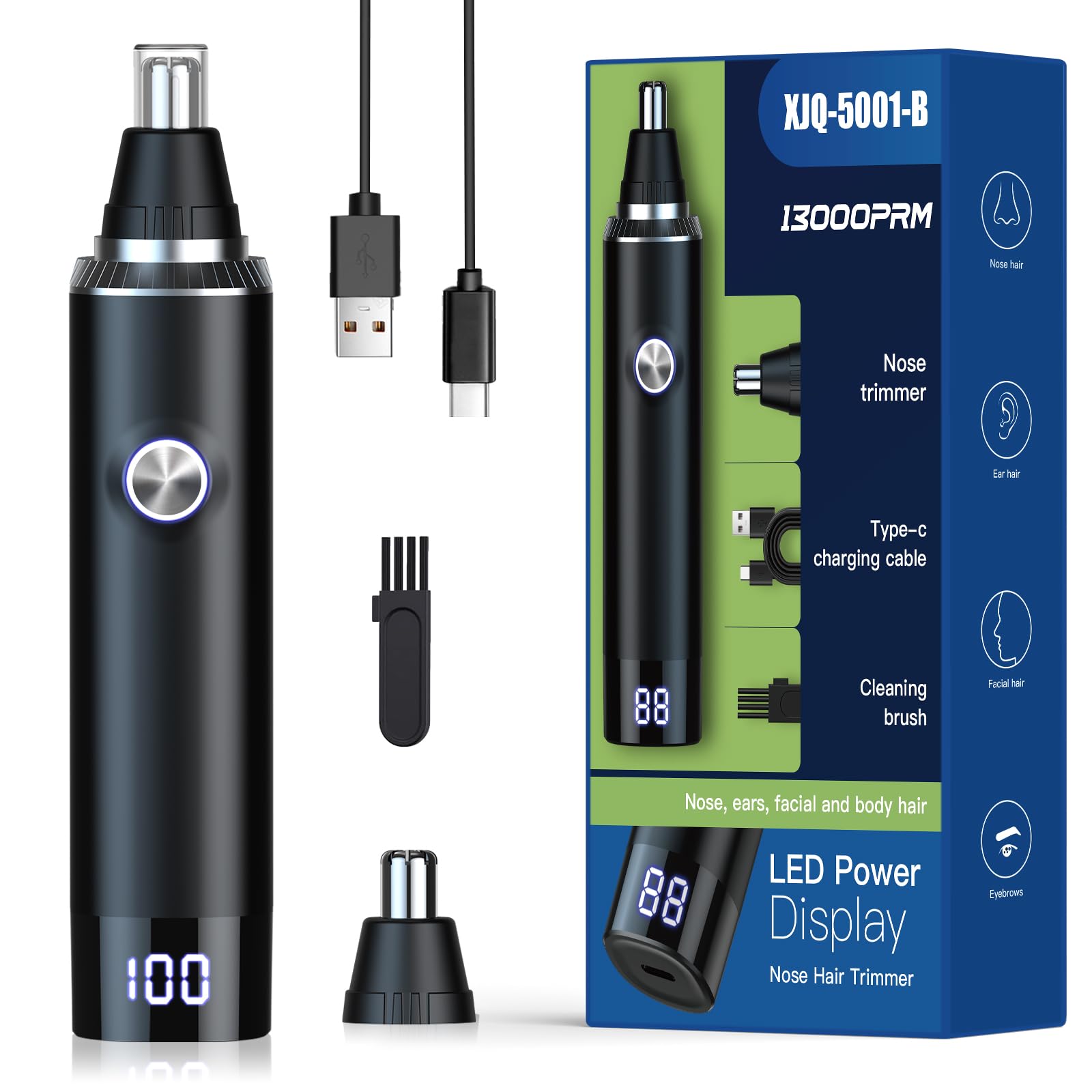 Aparador De Pelos Para Nariz E Orelhas Ginity 2025 Com Tela Led Ipx7