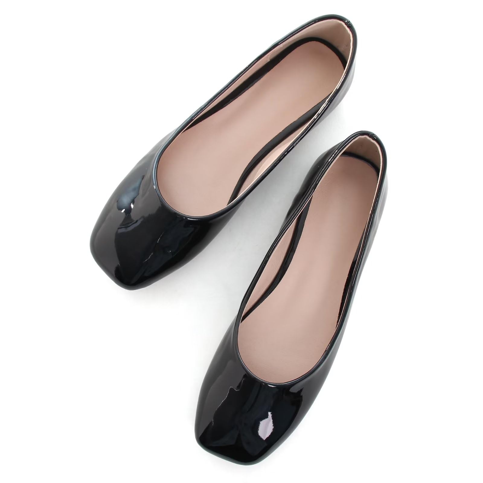 Sapatos Femininos Chairong Zhou, Biqueira Quadrada, Pretos, Patente 38