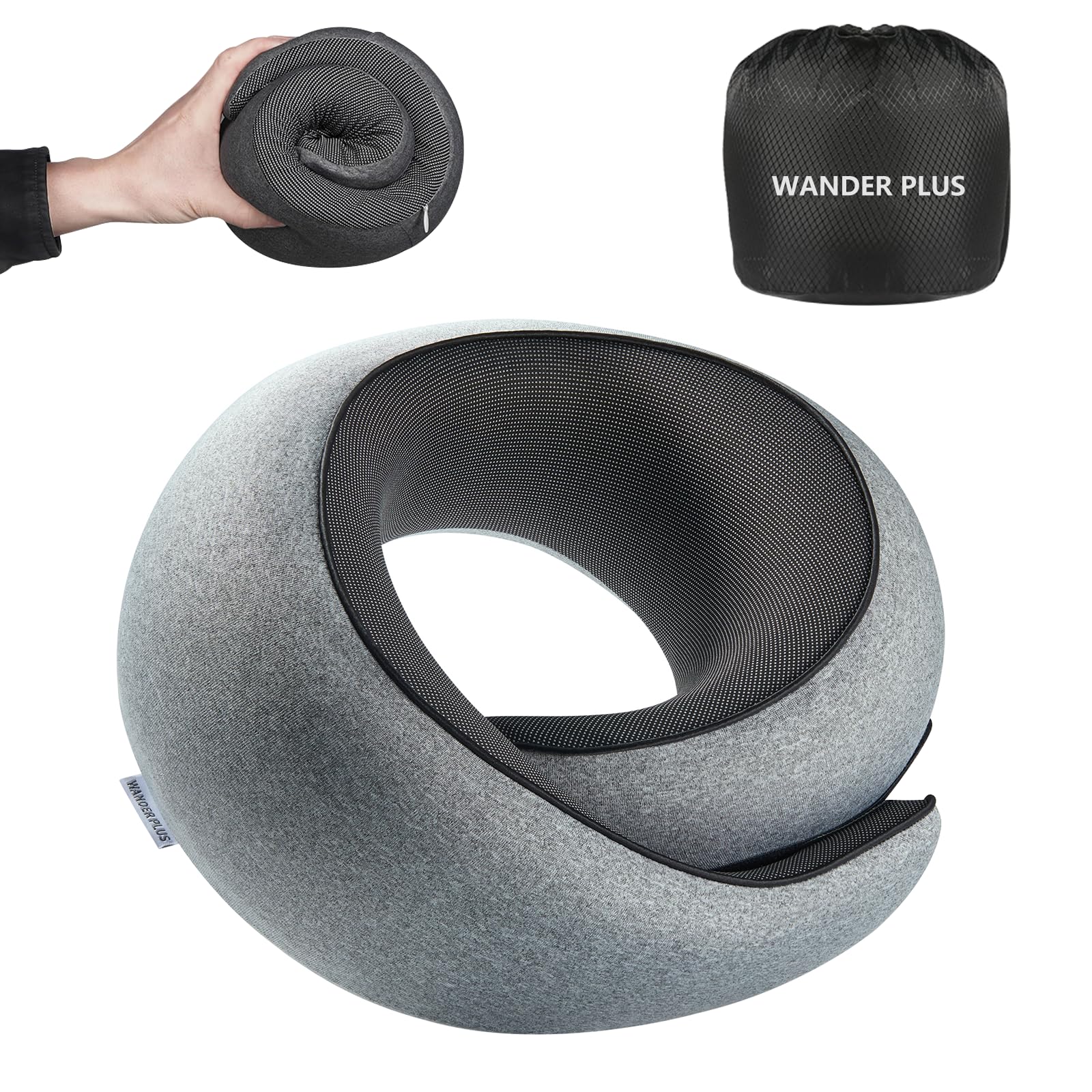 Almofada De Pescoço De Viagem Wander Plus® Pure Memory Foam Max Grey