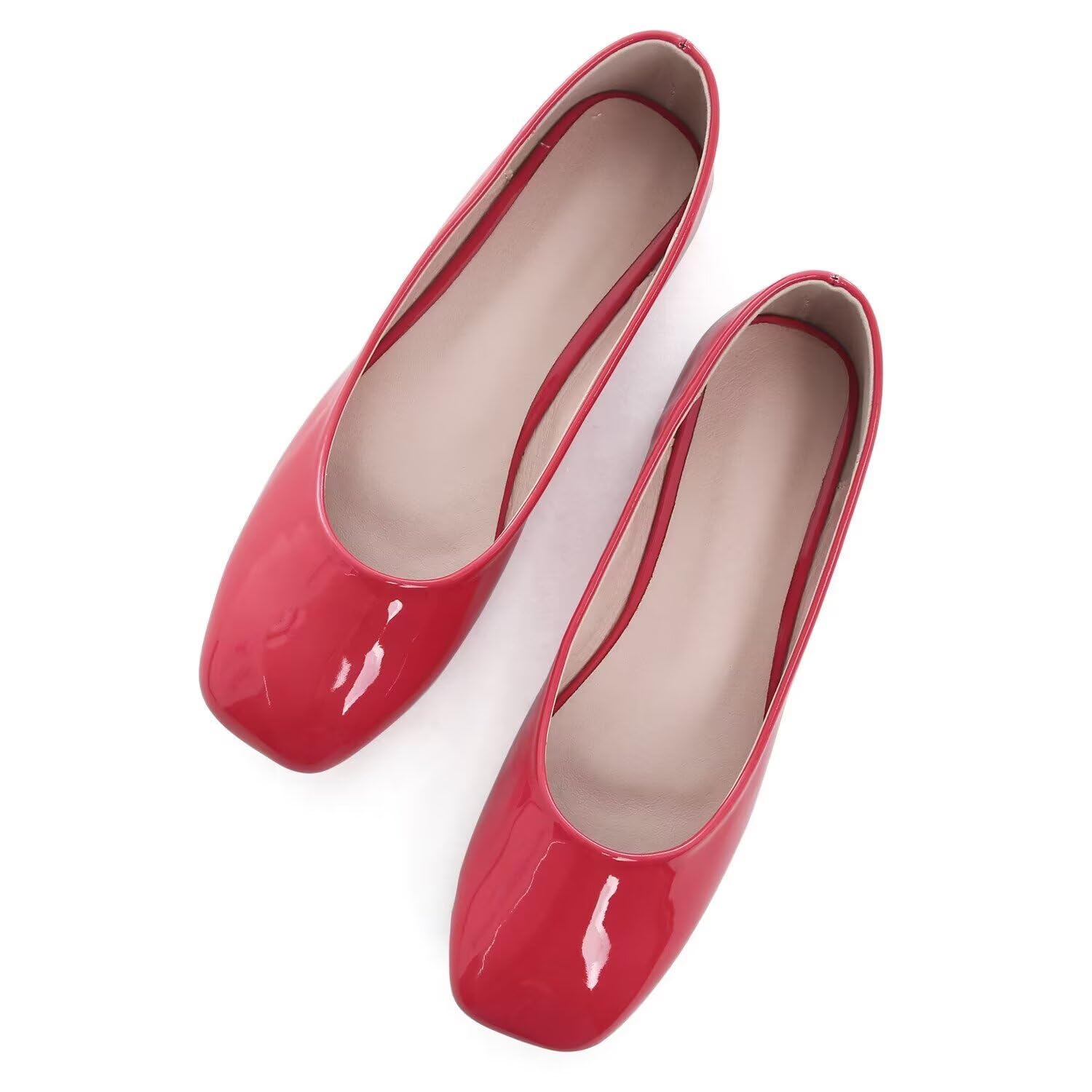 Sapatos Femininos Chairong Zhou Com Bico Quadrado, Vermelho, Patente Us 7.5