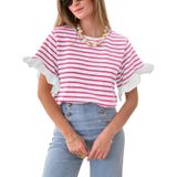 Camiseta Feminina Tankaneo De Manga Curta 95% Algodão Rosa Choque S