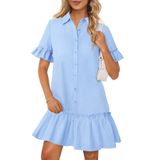 Vestido De Camisa Merokeety Summer Button Down, Azul, Feminino