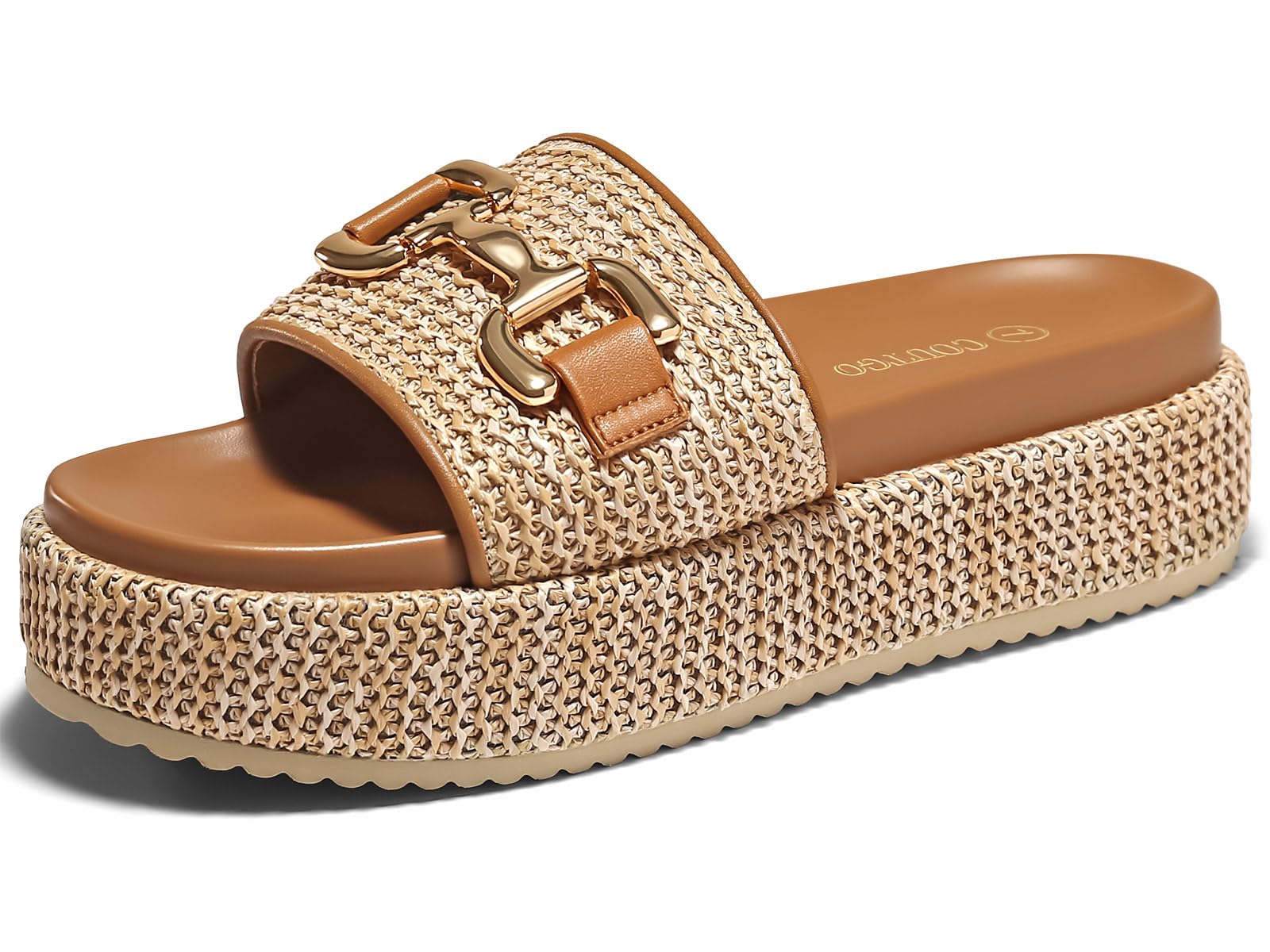 Sandálias Plataforma Coutgo Raffia E Alpargatas Para Mulheres