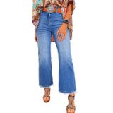 Jeans Astylish Straight Leg Para Mulheres, Cintura Alta, Tamanho 4, Azul